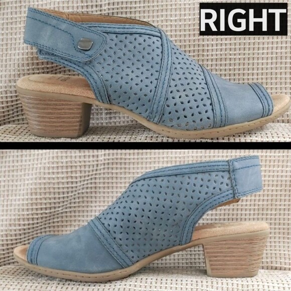 Earth Origins Delos Delilah Blue Peep Toe Slingback Heels Booties Womens 7 EUC - Picture 3 of 10